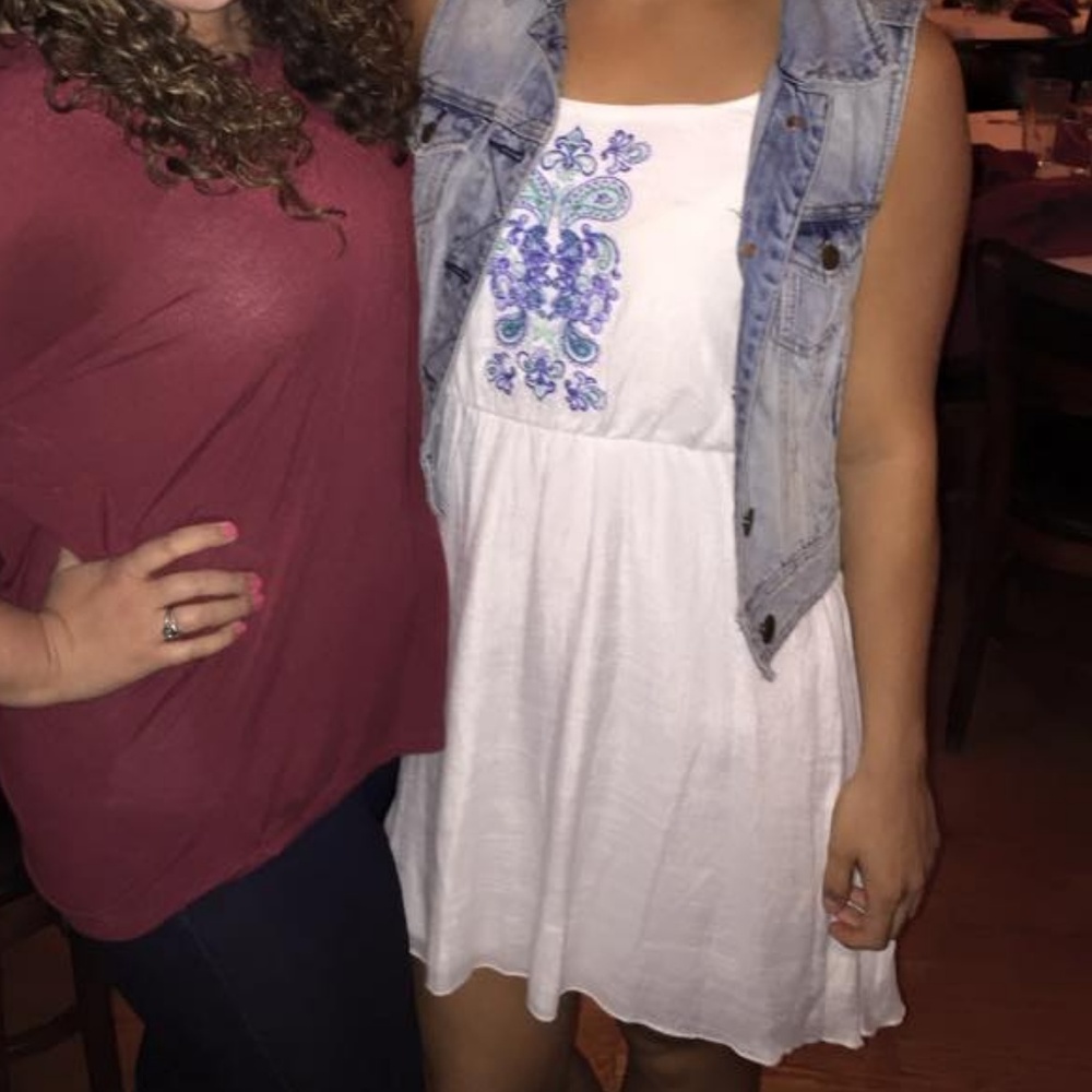 White dress with embroidery